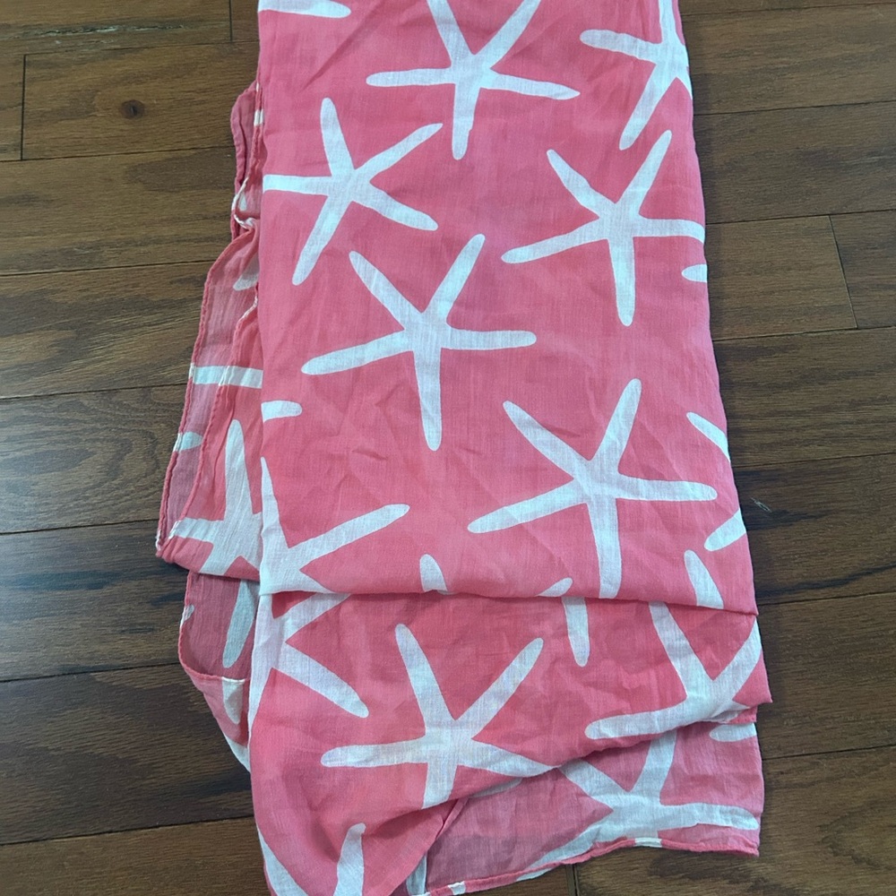 Pink Starfish Pattern Scarf - Picture 2 of 2
